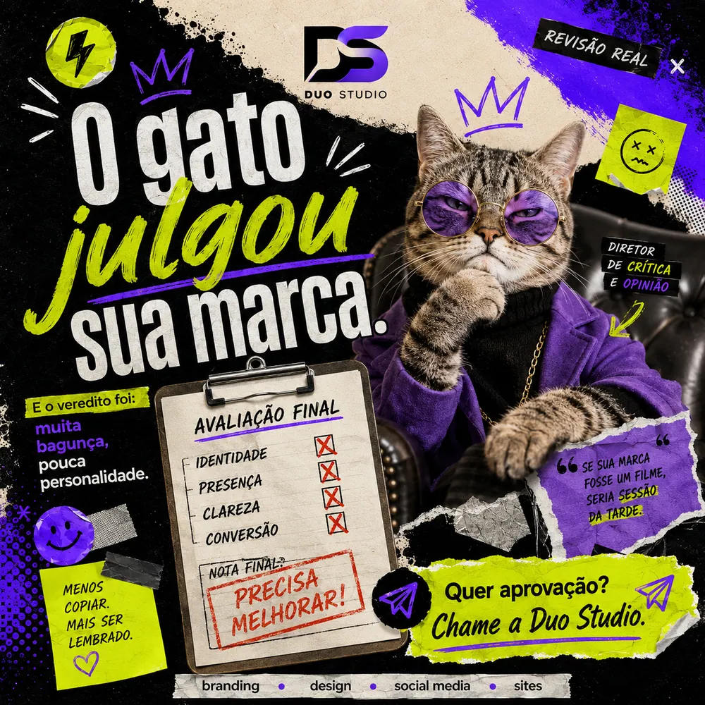 Arte da Duo Studio — O gato julgou sua marca.