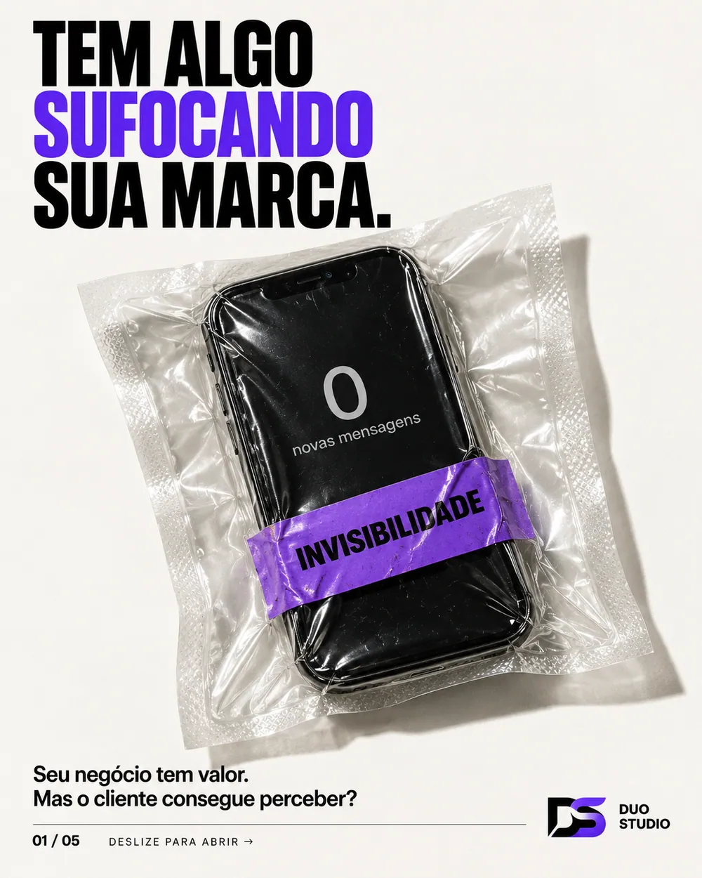 Arte da Duo Studio — Tem algo sufocando sua marca.